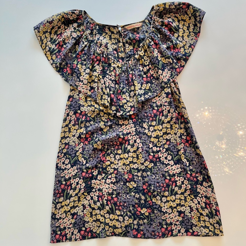 Women’s Rebecca Taylor Silk Floral Print Mini Dress - Size 4